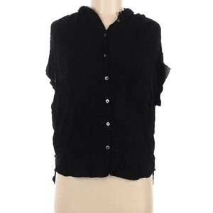 Madewell Short-Sleeve Black Button Down Blouse - Size M